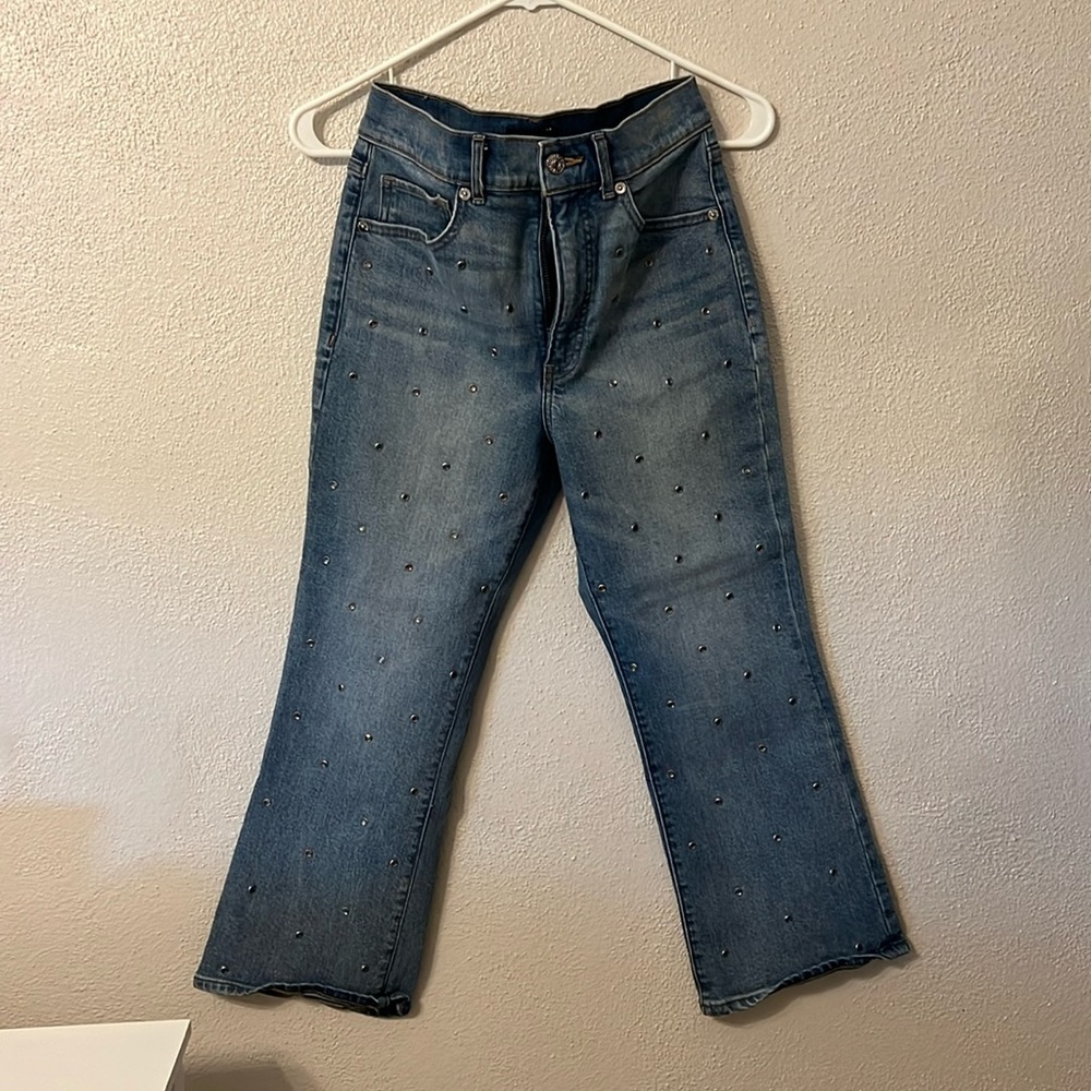 Cropped flare high rise jeans